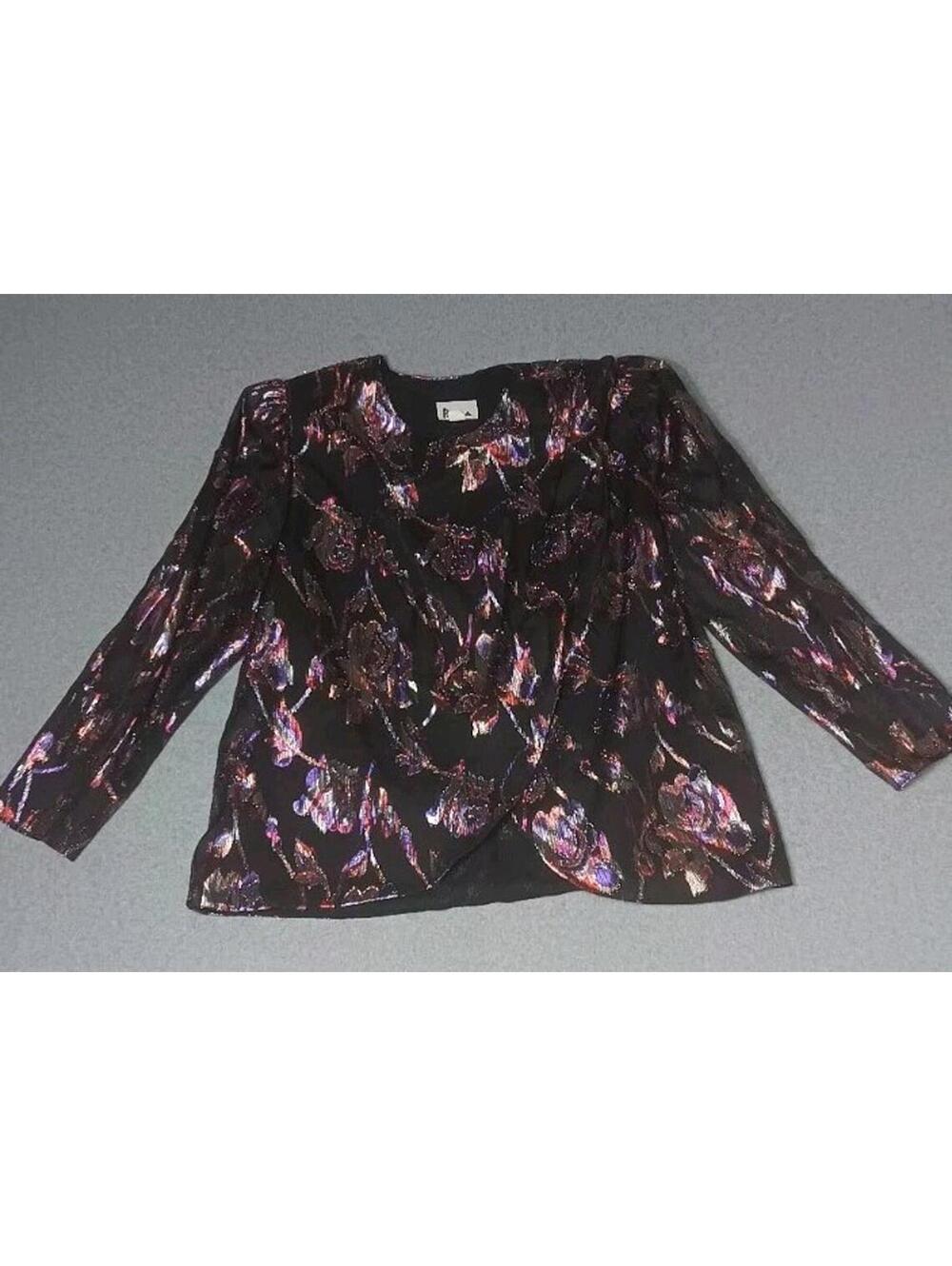 Vintage Patra Long Sleeve Textured Woven Wrap Blouse Womens Size 18...